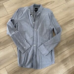 14th & Union Men's Button Down Shirt Trim Fit Blue Oxford‎ Cotton Blend Size M